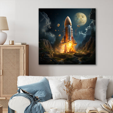 Rocketship's take off I - Rocketship Canvas Wall Art